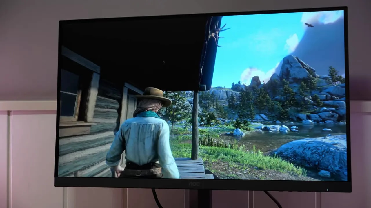 Escena de videojuego mostrando el AOC Q27G4ZE con Adaptive Sync