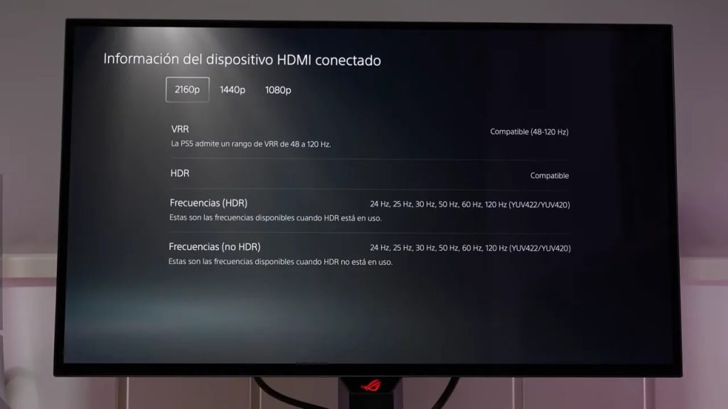 HDMI information with PS5