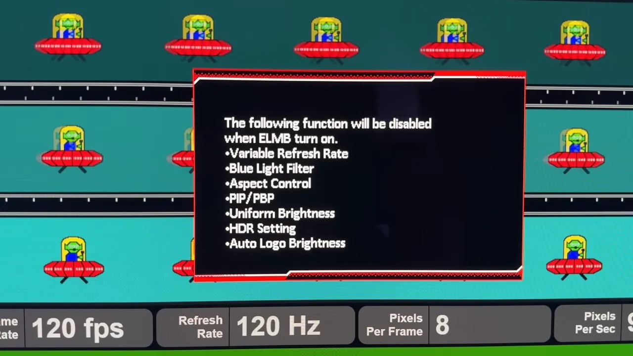 Gráfico de tiempos de respuesta, overshoot y claridad de movimiento del ASUS ROG XG32UCWMG en modo 480 Hz