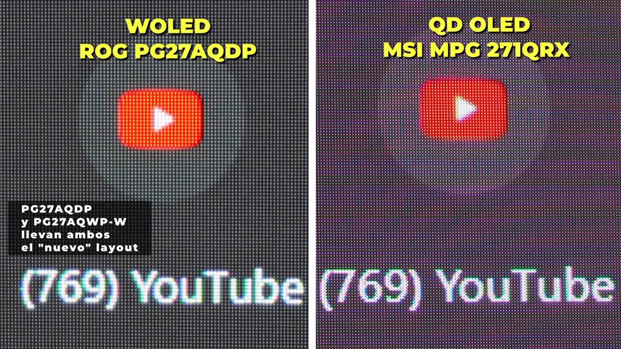 Captura de prueba de movimiento que compara WOLED y QD-OLED en el Asus ROG Swift PG27AQWP-W