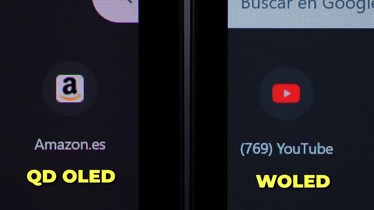 Captura comparativa de claridad de texto: WOLED en monitor 4K 32 pulgadas