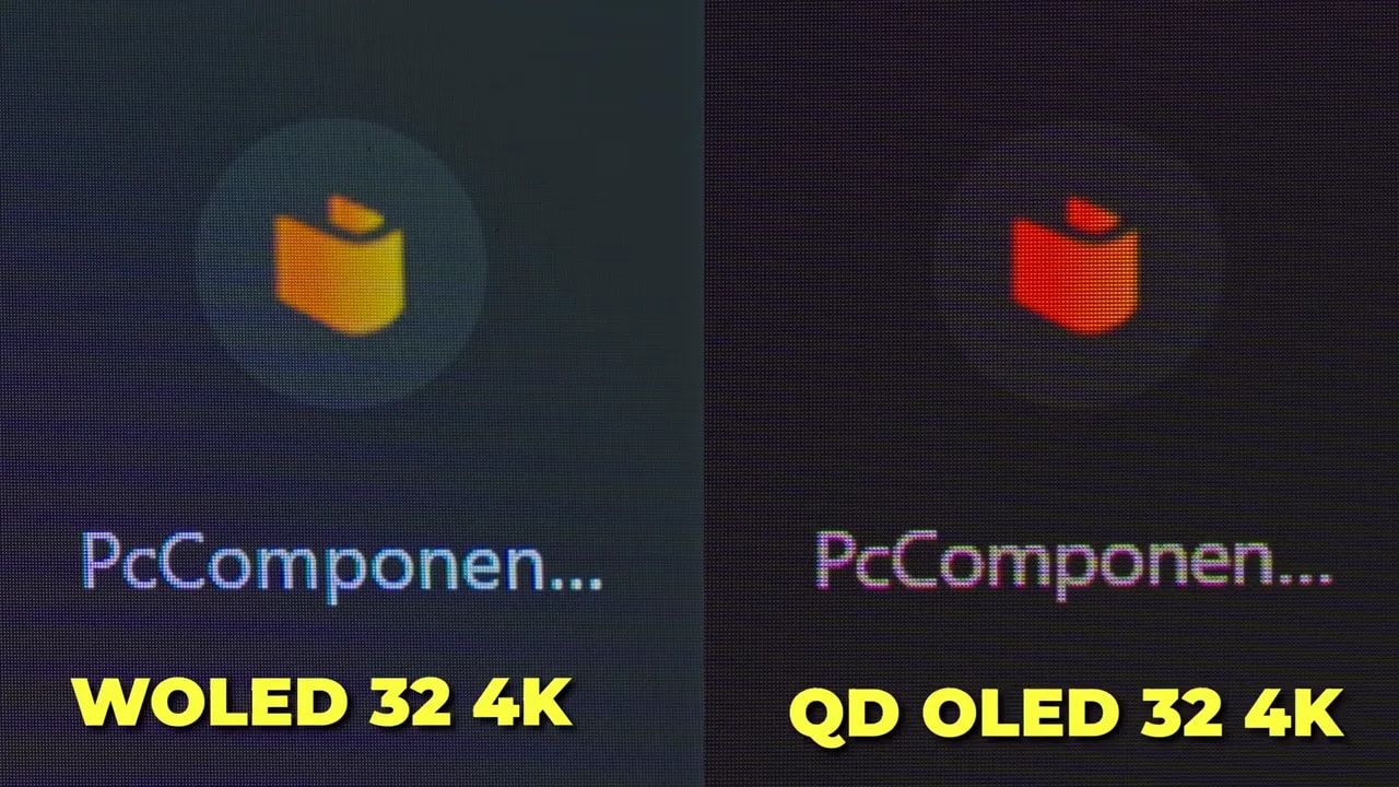 Comparación de claridad de texto entre WOLED 32 4K y QD-OLED 32 4K