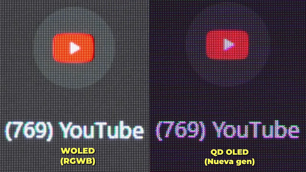 Detalle de subpíxeles WOLED RGWB vs QD-OLED nueva generación para claridad de texto en 4K 32 pulgadas