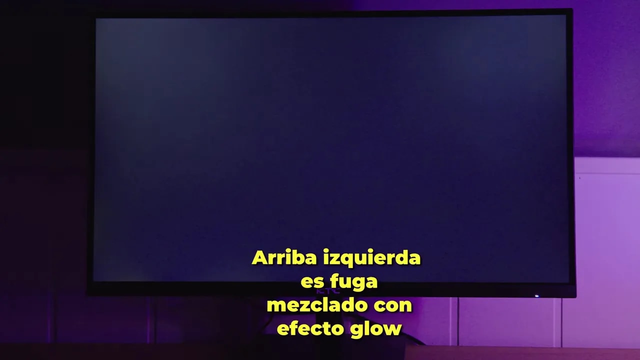 El KTC H27T27 con indicación de fuga de luz y efecto glow en la esquina superior izquierda