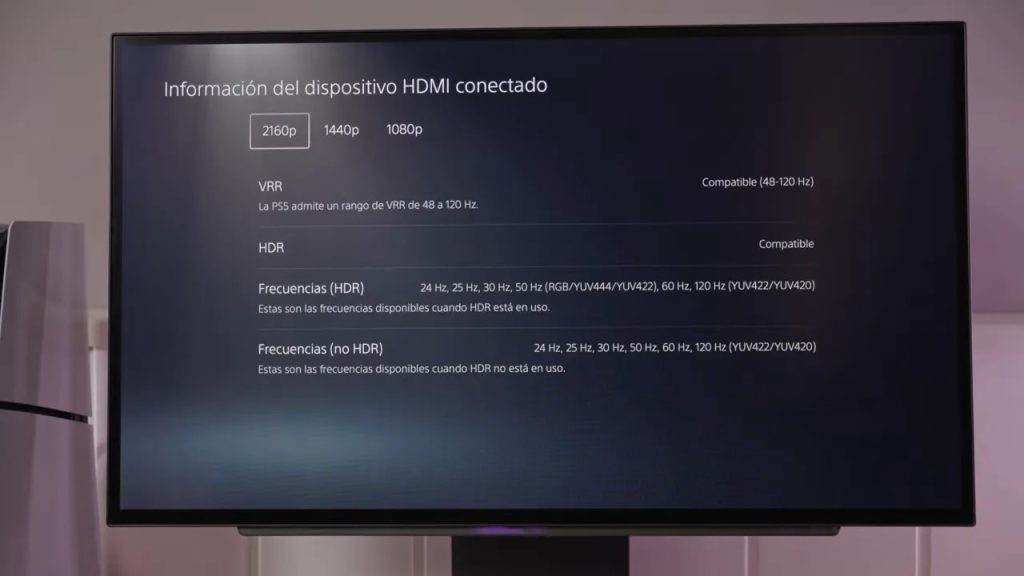 PS5 HDMI signal information