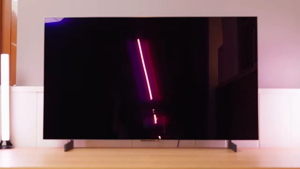 LG C5 OLED 42 showing more pronounced ambient-light reflections on its glossy finish