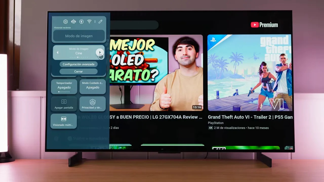 Menú de ajustes de imagen en la LG C5 OLED 42 con opciones de modo de imagen y configuración avanzada