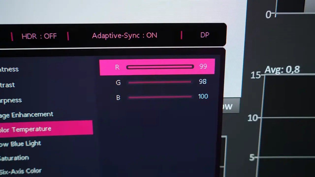 MSI MPG 341CQR X36 en uso con brillo SDR, escena de videojuego en pantalla