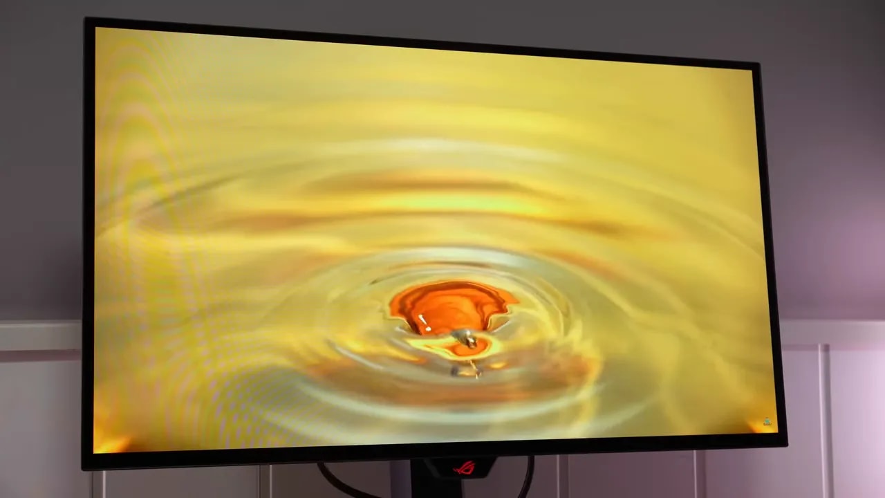 Pantalla del Asus ROG XG27AQWMG mostrando una imagen de prueba