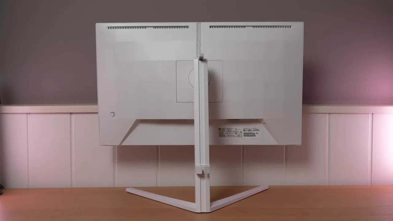Parte trasera del Philips Evnia 27M2N3501PA con la peana