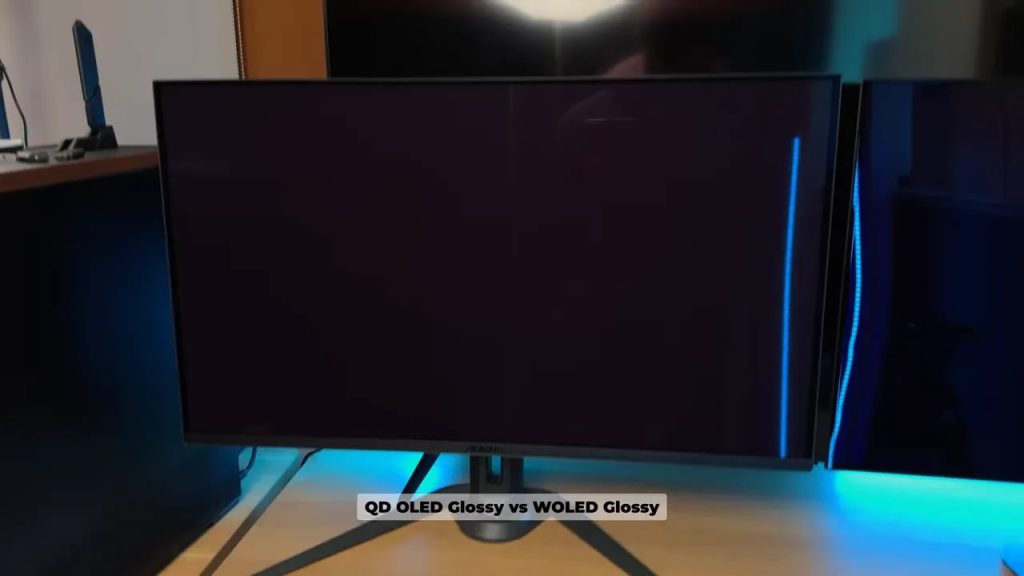 Reflection comparison between a glossy QD-OLED and the glossy LG WOLED
