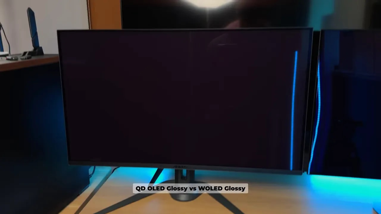 Comparativa en pantalla entre QD-OLED glossy y WOLED glossy en monitor