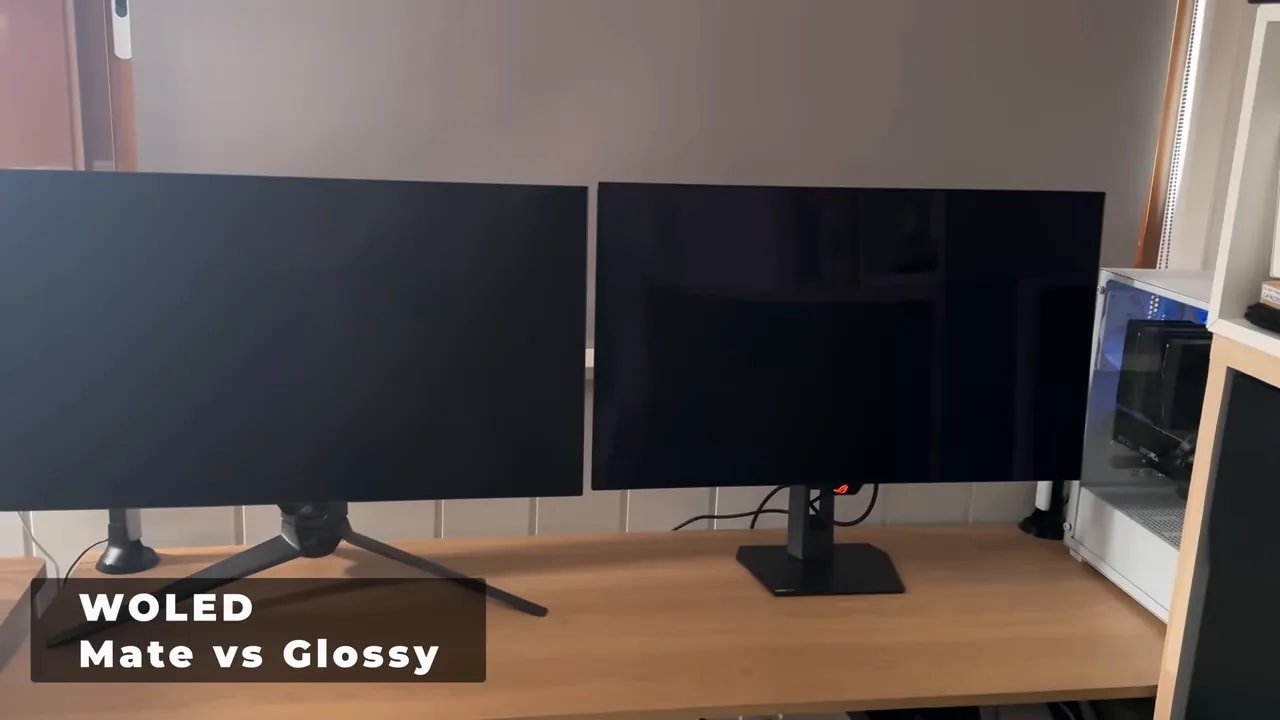 WOLED mate vs glossy: comparación en monitor con luz ambiental