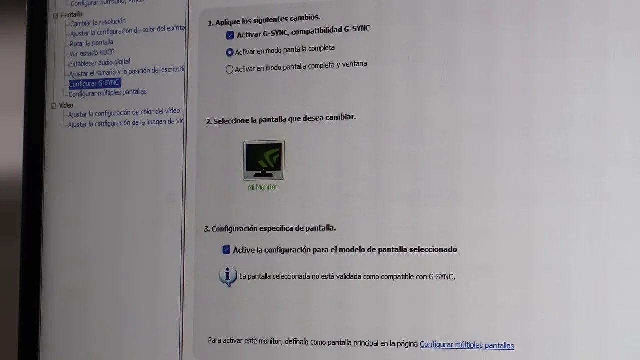 Configuración de G-SYNC en el sistema del monitor Xiaomi G Pro 27i