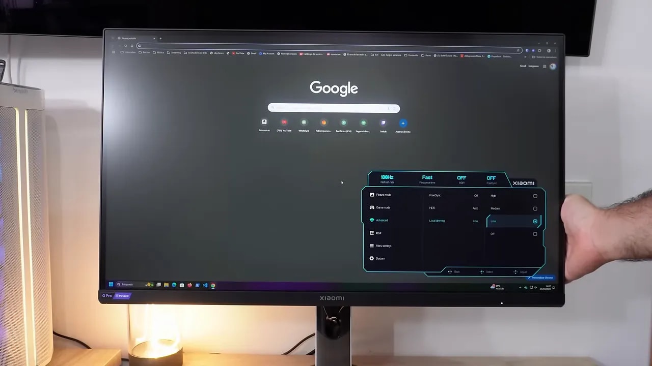 Ajustes de local dimming del Xiaomi G Pro 27i en el OSD