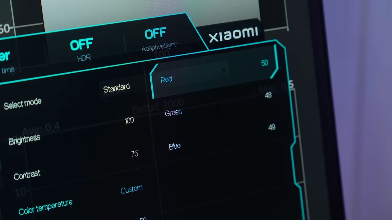 Menú OSD del Xiaomi G27Qi con modo Faster y ajustes de imagen en pantalla