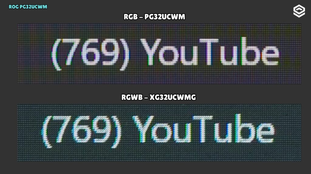 ASUS ROG PG32UCWM · Text and subpixel layout