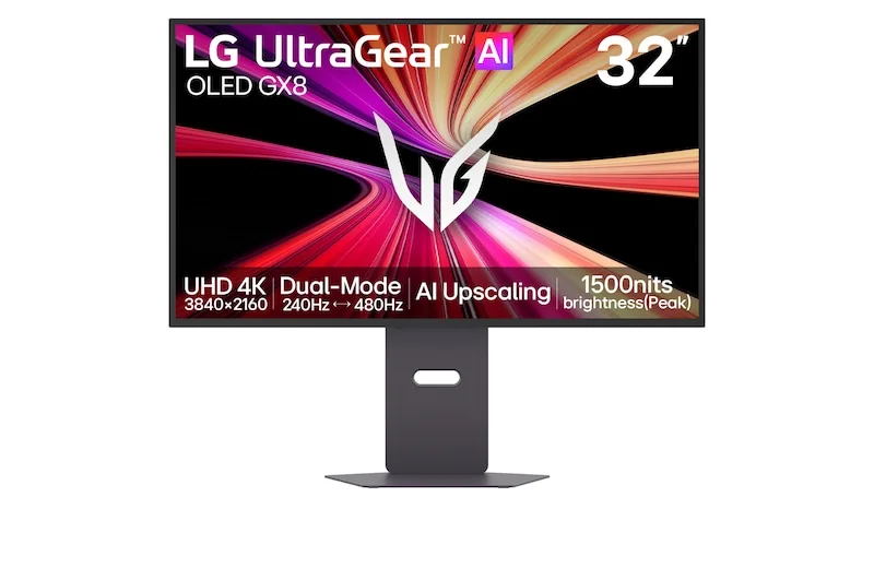 LG 32GX870B-B: vista frontal del monitor Tandem OLED, imagen oficial