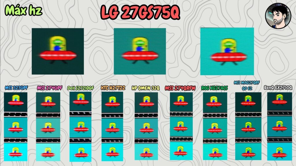 LG UltraGear 27GS75Q · UFO · maximum refresh rate · comparison