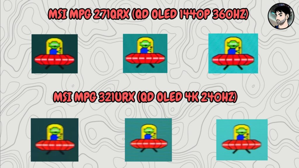 MSI MPG 271QRX · UFO · 360 Hz against 321URX 240 Hz
