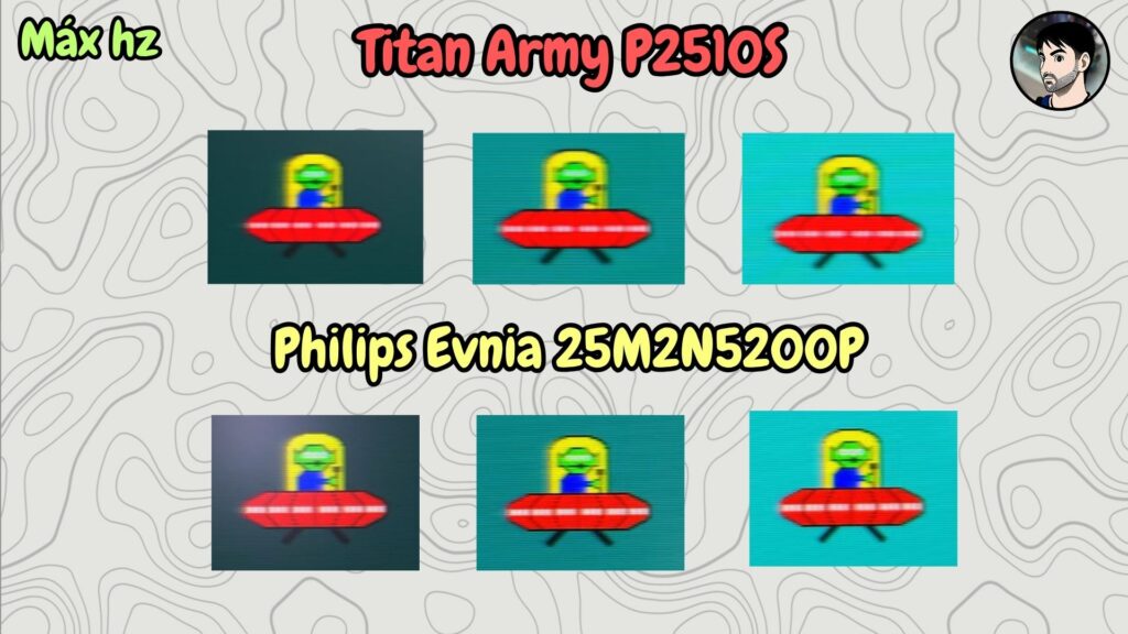 Titan Army P2510S · UFO · comparison with Philips 25M2N5200P