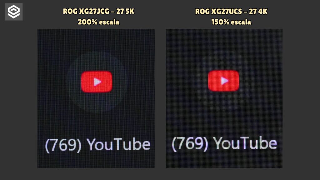 ASUS ROG XG27JCG · Text · 5K against 4K