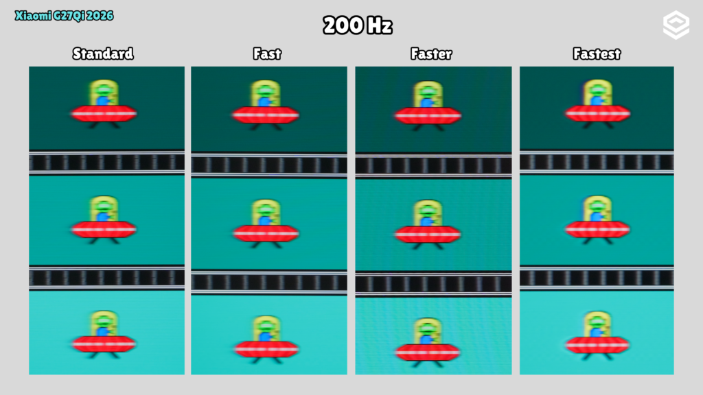Xiaomi G27Qi 2026 · Claridad de movimiento · Overdrive · 200 Hz · Standard / Fast / Faster / Fastest